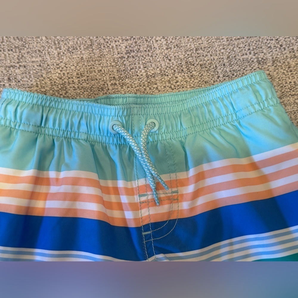 Wonder Nation Boys Swimming Suit Pastel Stripes Drawstring Waist Sz XS (4-6) - Picture 2 of 10